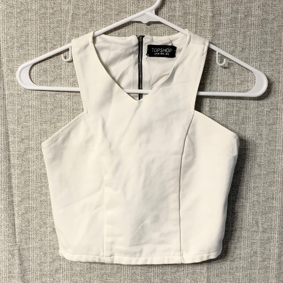 TOPSHOP Ivory Cropped Tank Top w/ Back Zipper - Picture 2 of 5